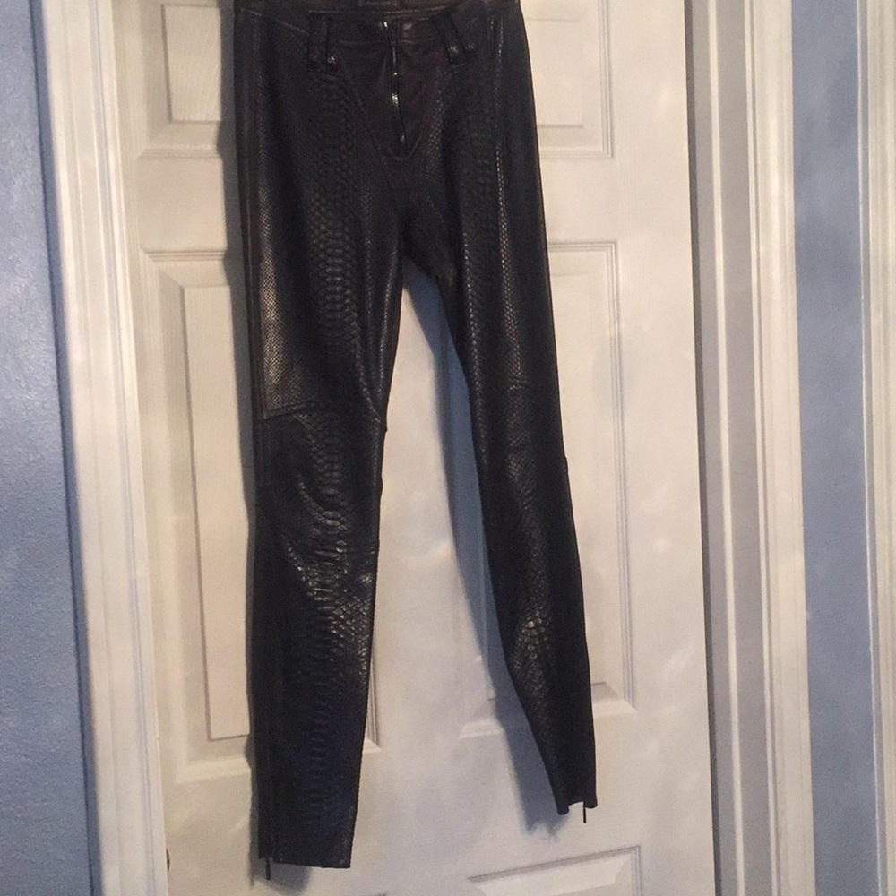 Ladies black snake skin leather pants